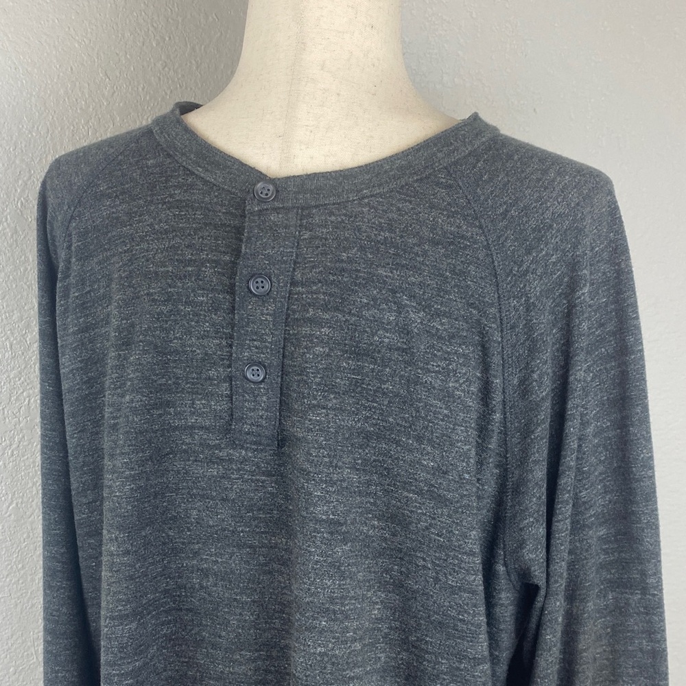 Gap Gray Henley Quarter Button Down Long Sleeve Shirt Men’s XL